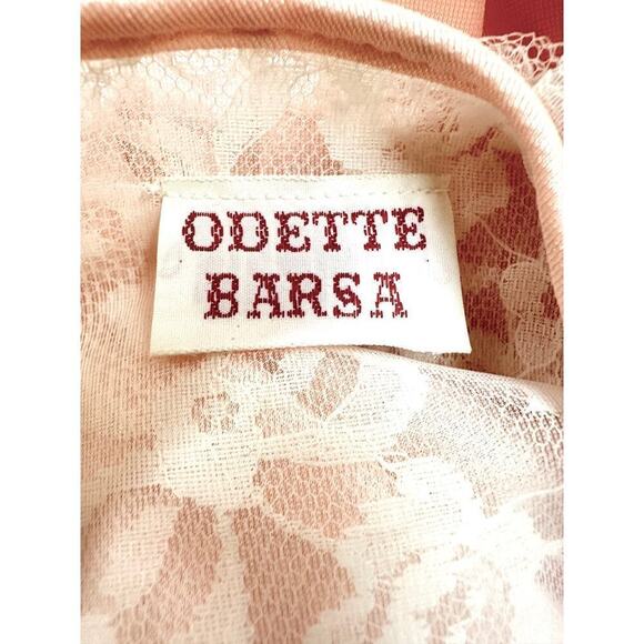 VTG Odette Barsa Slinky Nylon Peach Nightgown Lace Trim/Collar NWOT - Picture 7 of 7